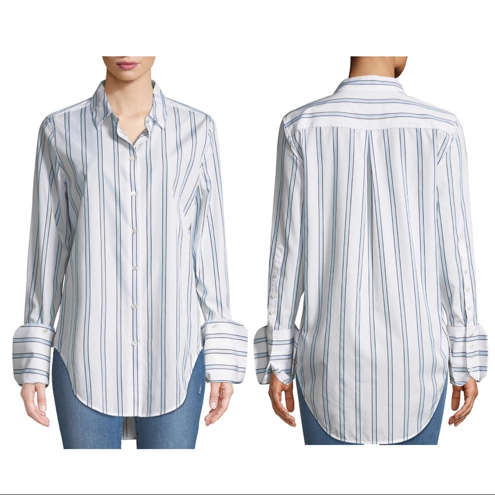 Equipment striped shirt w/ Neapolitan cuff, size S